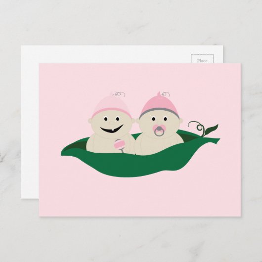 Twee erwten in een podtweeling babymeisjes briefkaart (Voorkant / Achterkant)