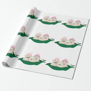 Twee erwten in een podtweeling babymeisjes cadeaupapier