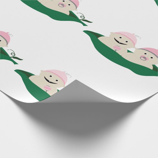 Twee erwten in een podtweeling babymeisjes cadeaupapier (Hoek)