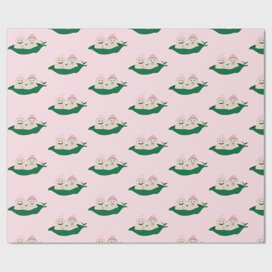 Twee erwten in een podtweeling babymeisjes cadeaupapier (Vlak)