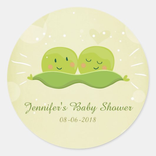 Twee erwten in een sticker met peul Twintig baby s (Voorkant)