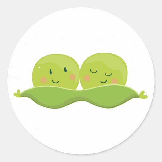 Twee erwten in een sticker met peul Twintig baby s (Voorkant)