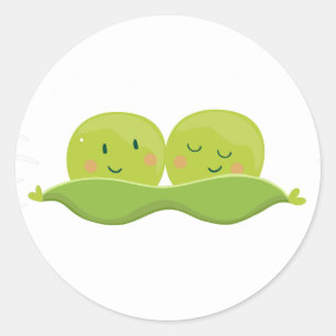 Twee erwten in een sticker met peul Twintig baby s