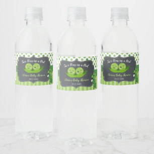 Twee erwten in een tweelingprik Baby shower Waterfles Etiket
