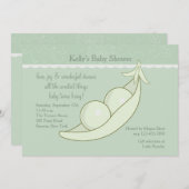 Twee erwten in een uitnodiging tot het Baby shower (Voorkant / Achterkant)