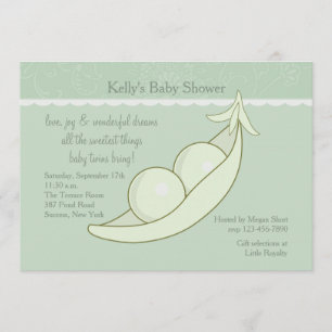 Twee erwten in een uitnodiging tot het Baby shower