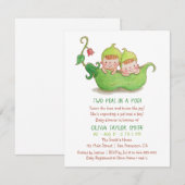 Twee erwten in een Waterverf met twee Baby showers Kaart (Voorkant / Achterkant)