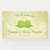 Twee erwten in pod Baby shower banner Twins Neutra (Horizontaal)