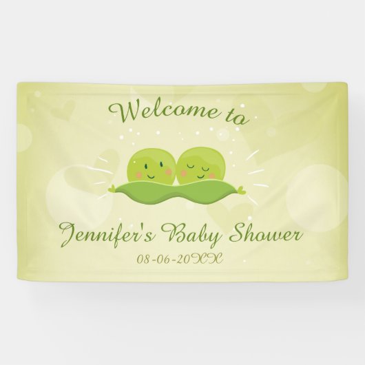 Twee erwten in pod Baby shower banner Twins Neutra (Horizontaal)