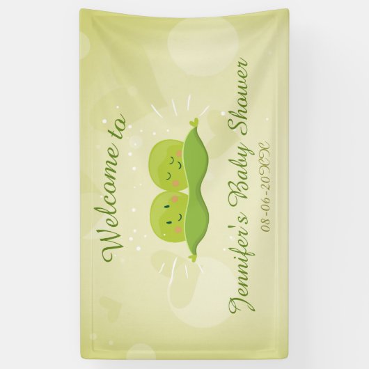 Twee erwten in pod Baby shower banner Twins Neutra (Verticaal)