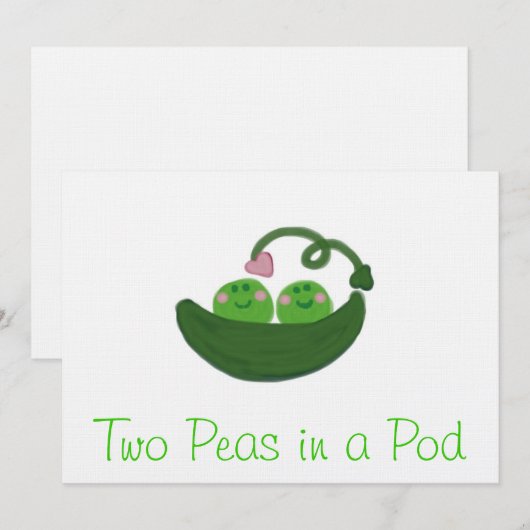 Twee erwten in Pod-uitnodigingen Kaart (Voorkant / Achterkant)