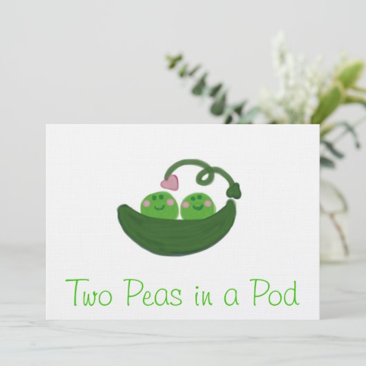 Twee erwten in Pod-uitnodigingen Kaart (Staand voorkant)