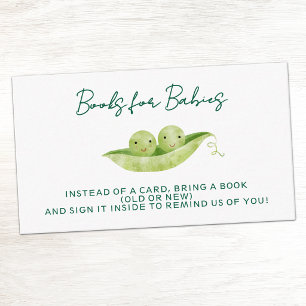Twee erwten tweeling baby shower boeken voor baby informatiekaartje