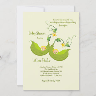 Twee erwtenpads Verticaal Baby shower Invitation Kaart