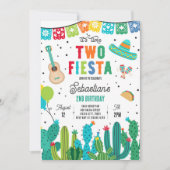 Twee-Esta Mexicaanse Fiesta 2e verjaardagsfeestje Kaart (Voorkant)