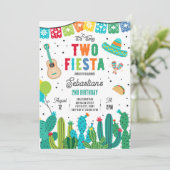 Twee-Esta Mexicaanse Fiesta 2e verjaardagsfeestje Kaart (Staand voorkant)