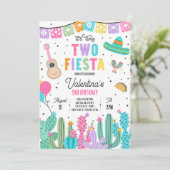 Twee-Esta Mexicaanse Fiesta 2e verjaardagsfeestje Kaart (Staand voorkant)