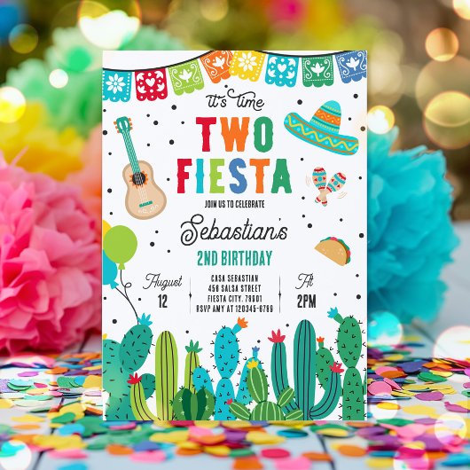 Twee-Esta Mexicaanse Fiesta 2e verjaardagsfeestje Kaart