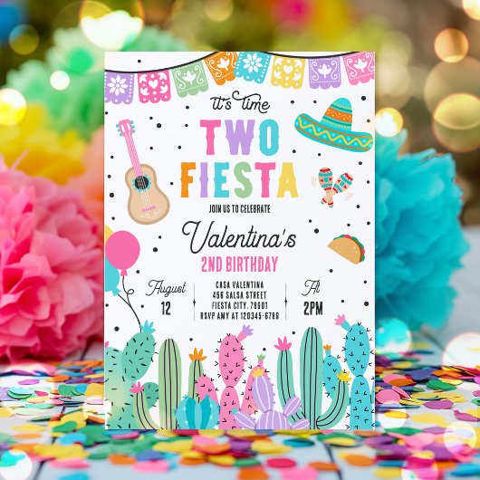 Twee-Esta Mexicaanse Fiesta 2e verjaardagsfeestje Kaart