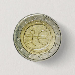 Twee euro Griekse munt knoop Ronde Button 3,2 Cm