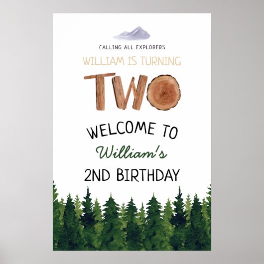 Twee Explorer Kinder 2e verjaardag welkomstbord Poster (Voorkant)