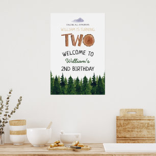 Twee Explorer Kinder 2e verjaardag welkomstbord Poster