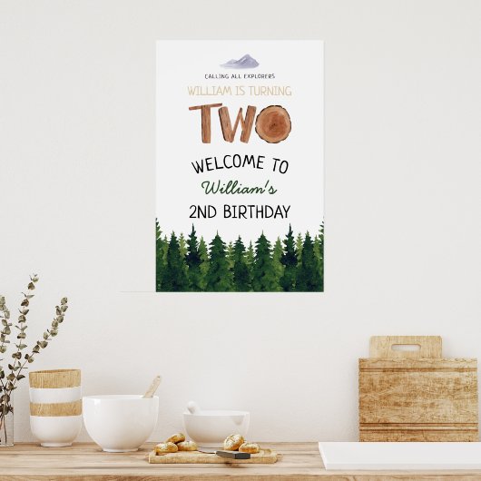 Twee Explorer Kinder 2e verjaardag welkomstbord Poster (Keuken)