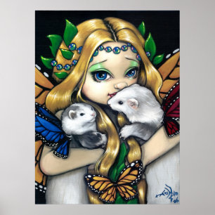 Twee Fae Ferretten ART PRINT-feeënfantasie Poster