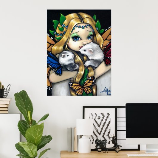 Twee Fae Ferretten ART PRINT-feeënfantasie Poster (Thuiskantoor)