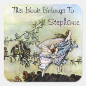 Twee Fairies Bookplate Vierkante Sticker (Voorkant)