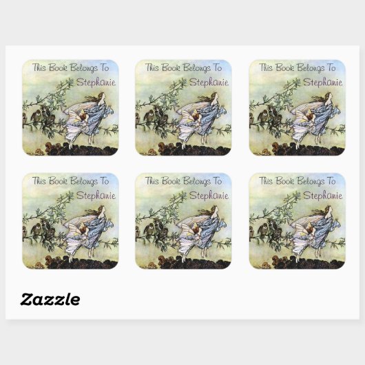Twee Fairies Bookplate Vierkante Sticker (Vel)