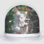 Twee Familie Pet Foto's met Curved Text Sneeuwbol (Voorkant)