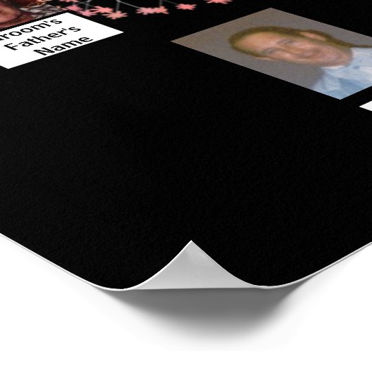 Twee families Black Fractal Tree Photo Name Poster (Hoek)