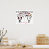 Twee families Roze fractal Tree Foto Name Poster (Keuken)