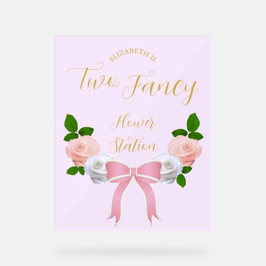 Twee Fancy Boog Bloemen Verjaardag Acryl Bord (Voorkant)