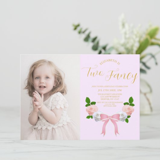 Twee Fancy Boog Bloemen Verjaardag Kaart (Staand voorkant)