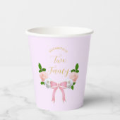 Twee Fancy Boog Bloemen Verjaardag Papieren Bekers (Voorkant)