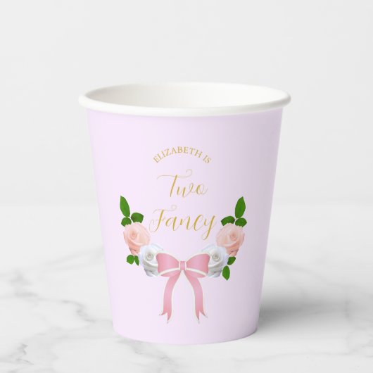 Twee Fancy Boog Bloemen Verjaardag Papieren Bekers (Voorkant)