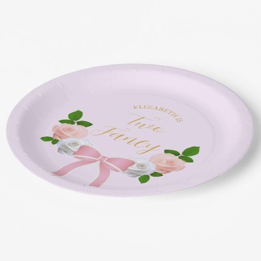 Twee Fancy Boog Bloemen Verjaardag Papieren Bordje (Gekanteld)