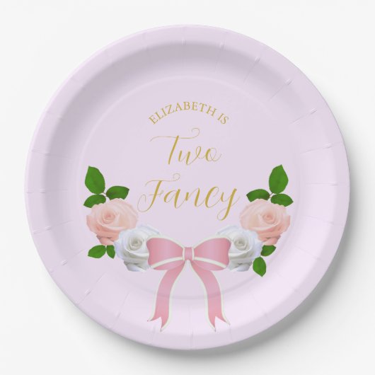 Twee Fancy Boog Bloemen Verjaardag Papieren Bordje (Voorkant)