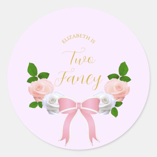 Twee Fancy Boog Bloemen Verjaardag Ronde Sticker (Voorkant)