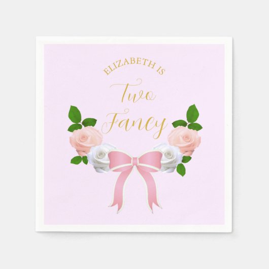 Twee Fancy Boog Bloemen Verjaardag Servet (Voorkant)