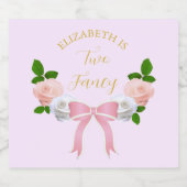 Twee Fancy Boog Bloemen Verjaardag Sparkling Wijnetiket (Enkel label)