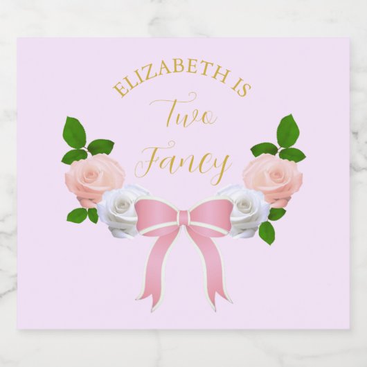 Twee Fancy Boog Bloemen Verjaardag Sparkling Wijnetiket (Enkel label)