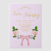 Twee Fancy Boog Bloemen Verjaardag Vellum Uitnodigingen (Voorkant)