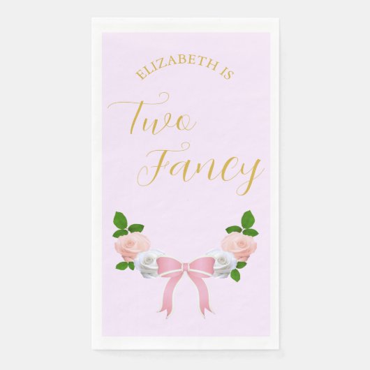 Twee Fancy Bow Bloemen Verjaardag servetten (Voorkant)