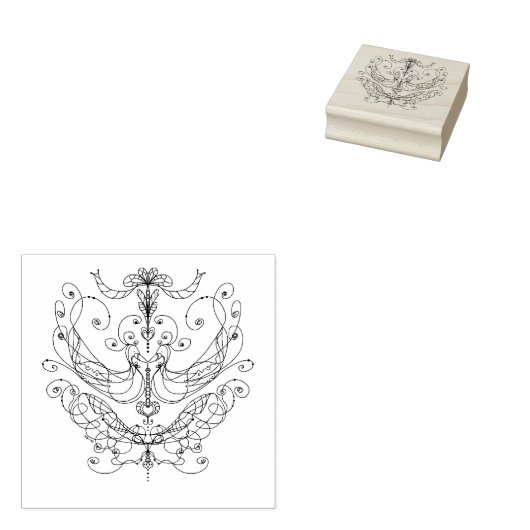 Twee Fancy eenden Rubberstempel (Gestempeld)