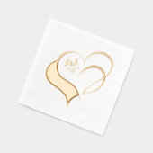 Twee Fancy Gold Foil Hearts Wedding Monogramed Folie Servetten (Links)