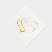 Twee Fancy Gold Foil Hearts Wedding Monogramed Folie Servetten (Rechts)