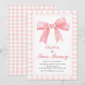 Twee Fancy Pink Bow preppy Coquette 2e verjaardag Kaart (Voorkant / Achterkant)
